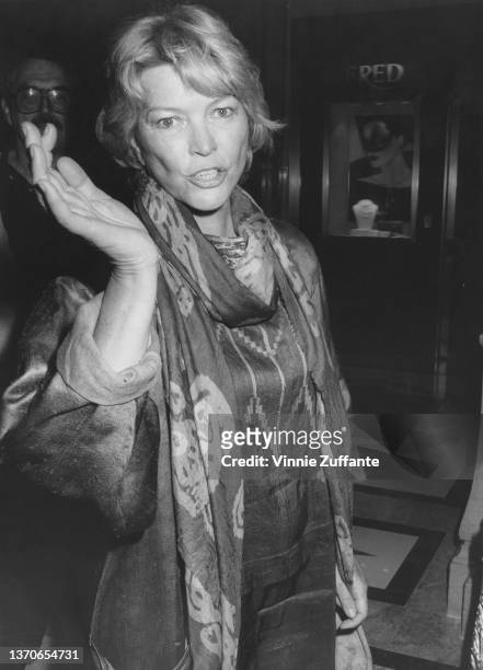 American actress Ellen Burstyn leaves the Limelight, a nightclub in New York City, New York, circa 1985.