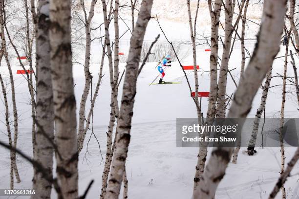 Alexander Loginov of Team ROC competes during the 2nd leg of the Men's Biathlon 4x7.5km Relay on Day 11 of Beijing 2022 Winter Olympics at National...