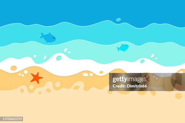 seamless summer time, sea and beach - cute fish stock illustrations