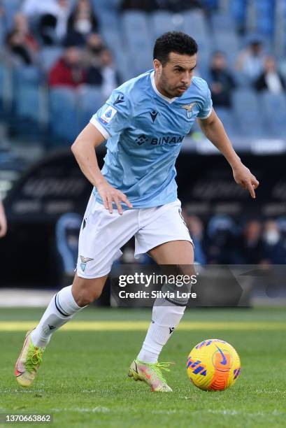 Pedro Rodriguez of SS Lazio in action during the Serie A match between SS Lazio and Bologna FC at Stadio Olimpico on February 12, 2022 in Rome, Italy.