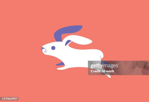 rabbit running symbol - sprint logo stock illustrations