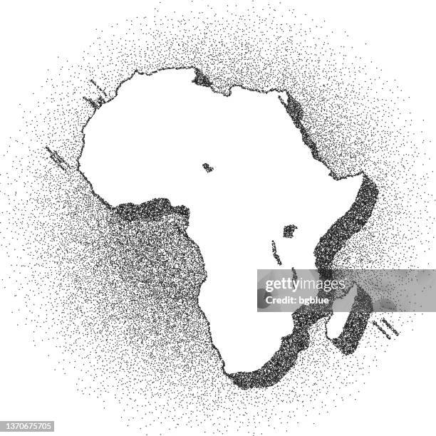 stippled africa map - stippling art - dotwork - dotted style - africa map design stock illustrations