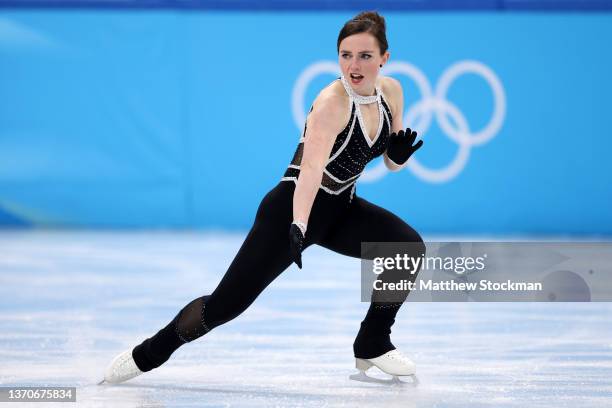 Josefin Taljegard of Team Sweden skates during the Women Single Skating Short Program on day eleven of the Beijing 2022 Winter Olympic Games at...
