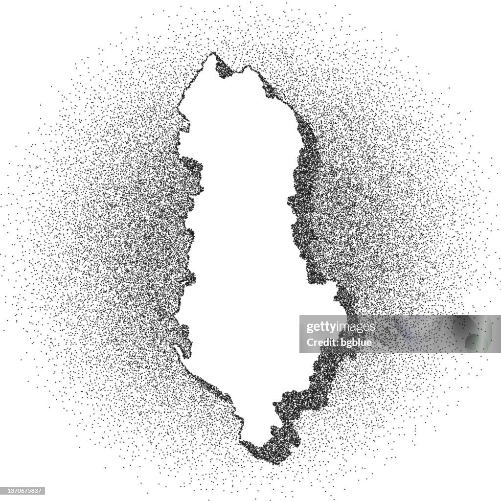 Stippled Albania map - Stippling Art - Dotwork - Dotted style