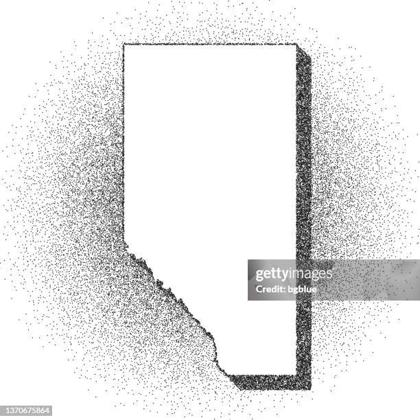 stippled alberta map - stippling art - dotwork - dotted style - edmonton stock illustrations