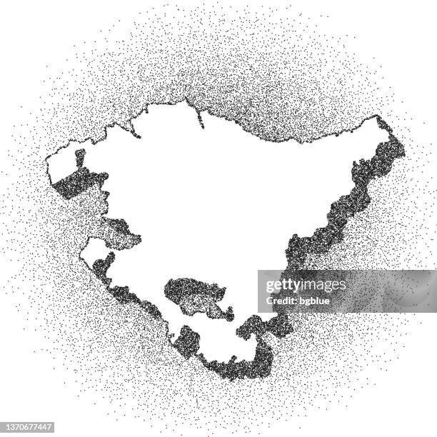stippled basque country map - stippling art - dotwork - dotted style - bilbao stock illustrations