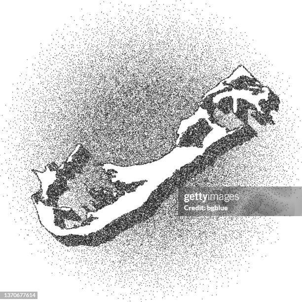 stippled bermuda map - stippling art - dotwork - dotted style - bermuda map stock illustrations