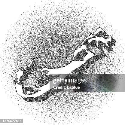 Stippled Bermuda map - Stippling Art - Dotwork - Dotted style Stippled Bermuda map - Stippling Art - Dotwork - Dotted style