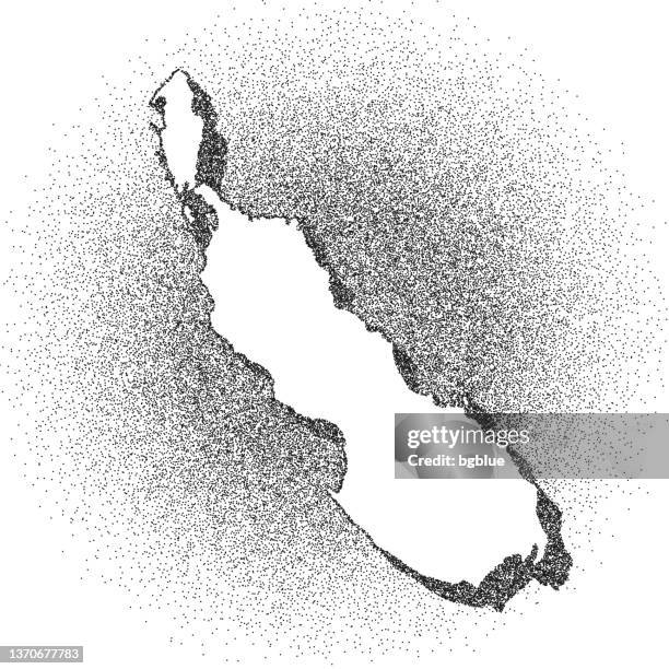 stockillustraties, clipart, cartoons en iconen met stippled bougainville map - stippling art - dotwork - dotted style - bougainville