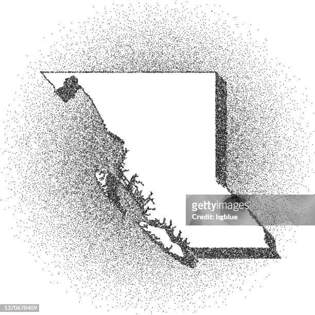stippled british columbia map - stippling art - dotwork - dotted style - vancouver stock illustrations