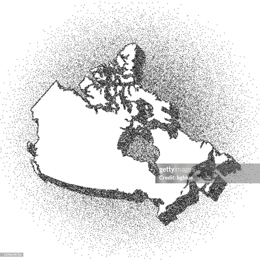 Subtle Canadian Map Stippled Canada Map Stippling Art Dotwork Dotted Style High-Res Vector ...