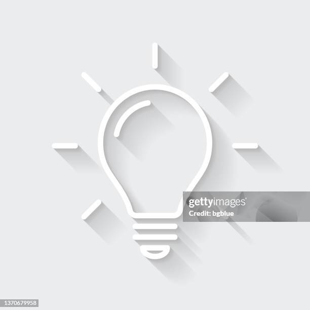 stockillustraties, clipart, cartoons en iconen met light bulb. icon with long shadow on blank background - flat design - light bulb