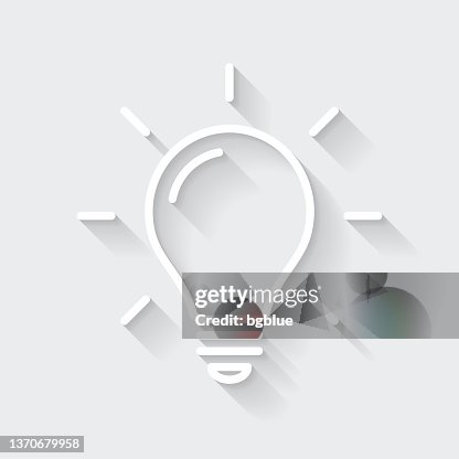Light bulb. Icon with long shadow on blank background - Flat Design Light bulb. Icon with long shadow on blank background - Flat Design