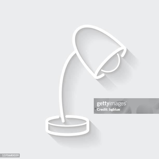 desk lamp. icon with long shadow on blank background - flat design - light switch off stock illustrations