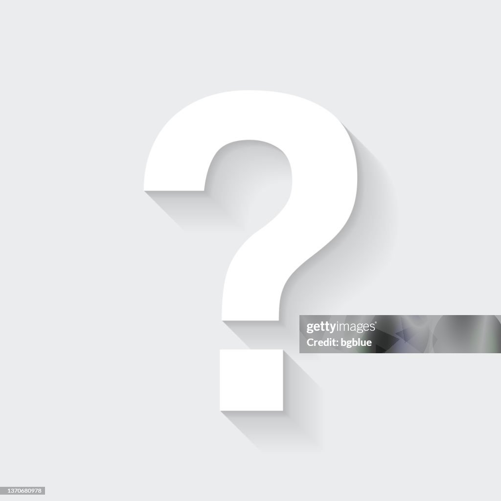 Question mark. Icon with long shadow on blank background - Flat Design