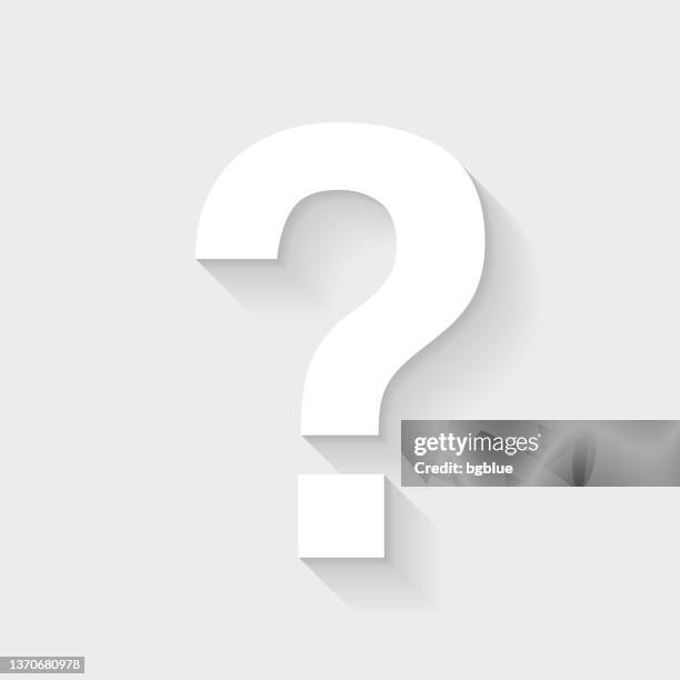 question mark. icon with long shadow on blank background - flat design - interrogation sign stock illustrations