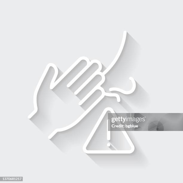 do not touch nose. icon with long shadow on blank background - flat design - avoid touching stock illustrations