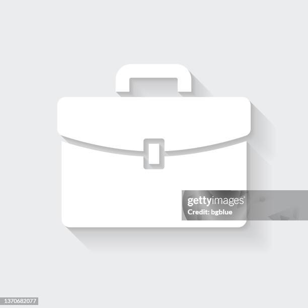 briefcase. icon with long shadow on blank background - flat design - leather box stock illustrations