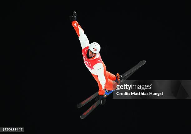 Pirmin Werner of Team Switzerland performs a trick during the Men's Freestyle Skiing Aerials Final on Day 11 of the Beijing 2022 Winter Olympics at...