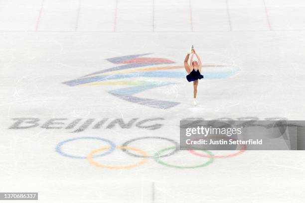 Mariah Bell of Team United States skates during the Women Single Skating Short Program on day eleven of the Beijing 2022 Winter Olympic Games at...