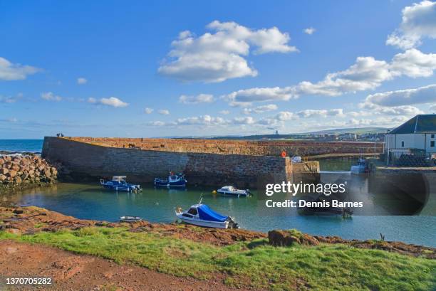 looking east from dunbar harbour along east lothian coast.  dunbar, east lothian, scotland, uk - east lothian stock pictures, royalty-free photos & images