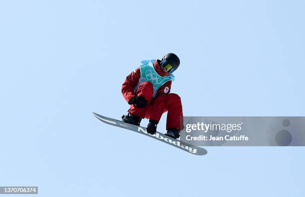 Max Parrot of Team Canada performs a trick during the Men's Snowboard Big Air final on Day 11 of the Beijing Winter Olympics at Big Air Shougang on...