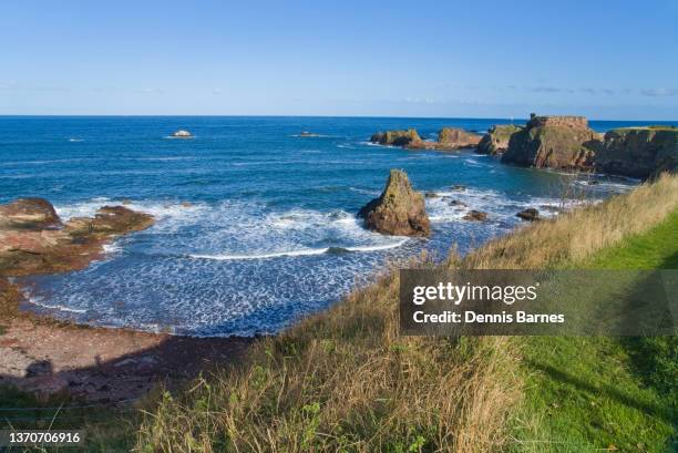 looking out to river forth estuary  coast from  'john muir way' .  dunbar, east lothian, scotland, uk - east lothian stock pictures, royalty-free photos & images