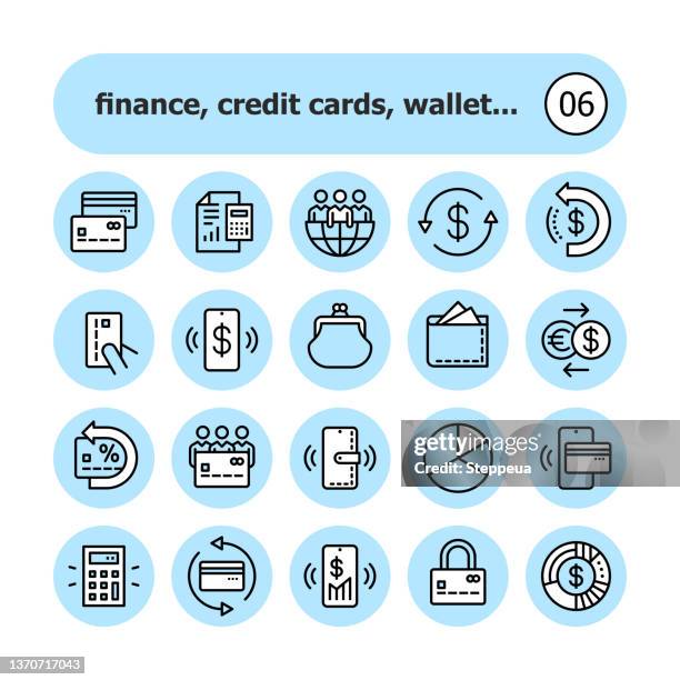 finance round icons - flat line graph stock illustrations