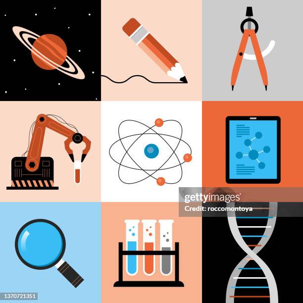 education items - robot arm human arm stock illustrations