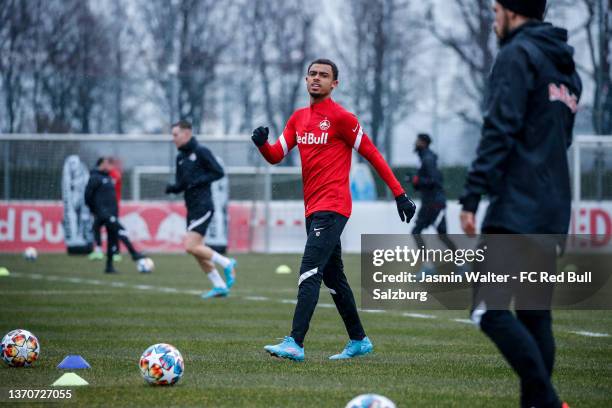 Antoine Bernede of FC Salzburg during the FC Salzburg training at Trainingszentrum Taxham on February 15, 2022 in Salzburg, Austria.