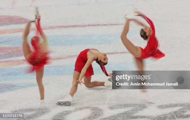 Loena Hendrickx of Belgium skates during the Women Single Skating Short Program on day eleven of the Beijing 2022 Winter Olympic Games at Capital...