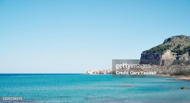 coast of cefalu, sicily - sicily italy stock pictures, royalty-free photos & images