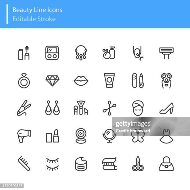 stockillustraties, clipart, cartoons en iconen met beauty line icons editable stroke - manicure