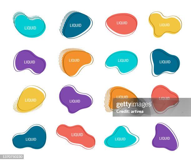 ilustrações de stock, clip art, desenhos animados e ícones de liquid shape elements. abstract blotch shape. - elipse