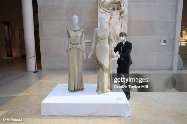 Andrew Bolton makes last minute preparations during the press preview for "In America: An Anthology of Fashion," the 2022 Costume Institute...