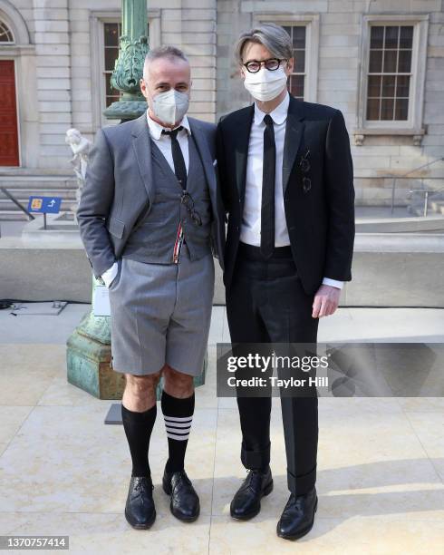 Thom Browne and Andrew Bolton attend the press preview for "In America: An Anthology of Fashion," the 2022 Costume Institute exhibition at the Anna...