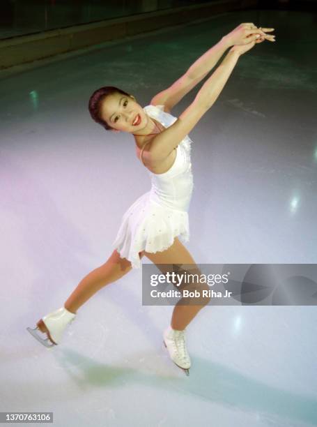 Olympic skater Michelle Kwan at mountain training facility, January 18, 1997 at Lake Arrowhead, California.