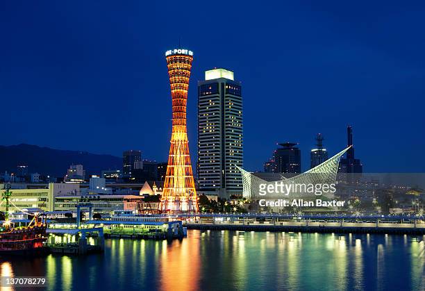kobe port at twilight - kobe japan stock pictures, royalty-free photos & images