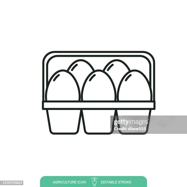 透明な背景上の卵カートン農業ラインアイコン - 紙容器点のイラスト素材／クリップアート素材／マンガ素材／アイコ��ン素材