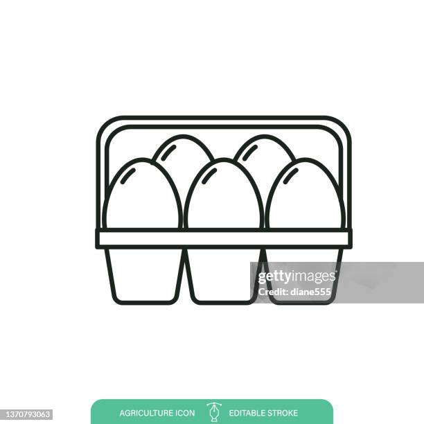 egg carton agriculture line icon on a transparent background - dairy farming stock illustrations