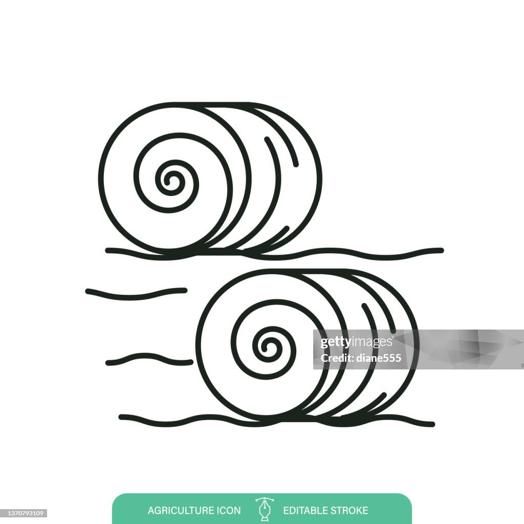 Round Hay Bales Agriculture Line icon On A Transparent Background