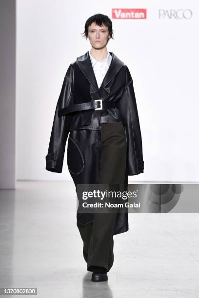 Model walks the runway wearing Glenda Garcia for Asia Fashion Collection during New York Fashion Week: The Shows at Spring Studios on February 15,...