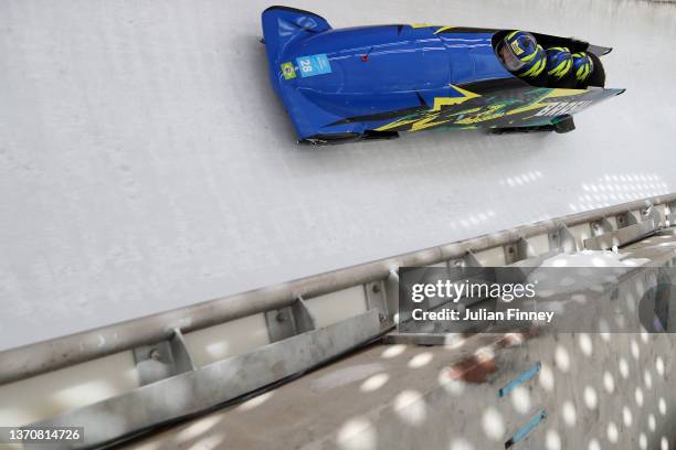 Edson Luques Bindilatti, Erick Gilson Vianna Jeronimo, Edson Ricardo Martins and Rafael Souza da Silva of Team Brazil slide during the 4-man...