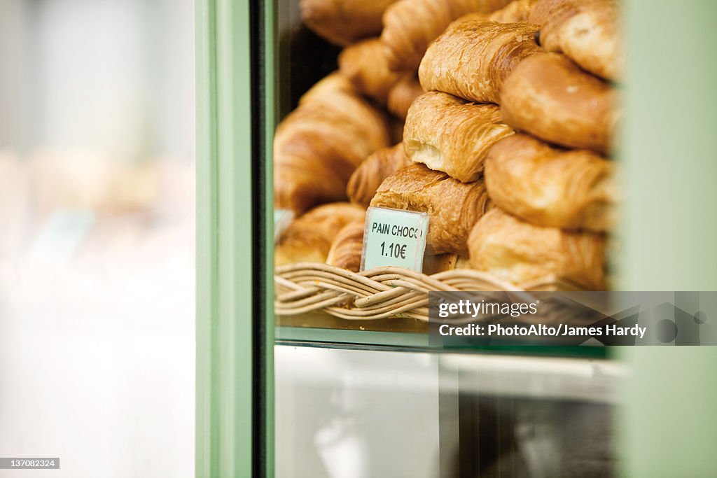 Pastries in bakery display