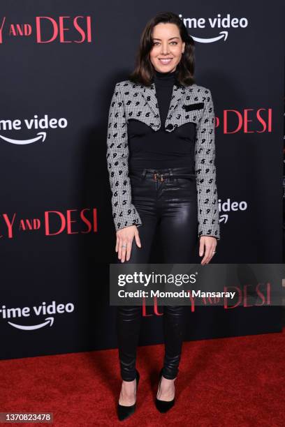 Aubrey Plaza attends the Los Angeles premiere of "Lucy and Desi" at Directors Guild of America on February 15, 2022 in Los Angeles, California.