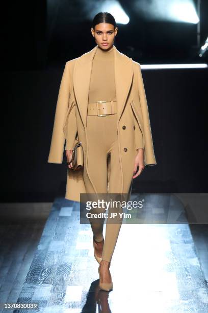 Barbara Valente walks the runway during Michael Kors Collection Fall/Winter 2022 Runway Show at Terminal 5 on February 15, 2022 in New York City.