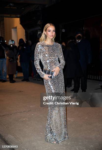 Leonie Hanne seen wearing evening dress, c outside Michael Kors during New York Fashion Week on February 15, 2022 in New York City.