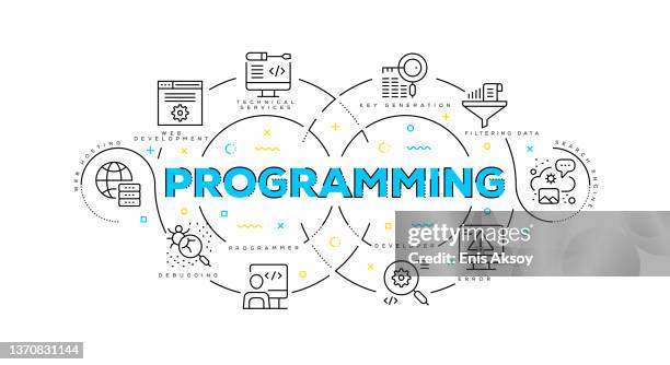 flat line illustration concept of programming - system administrator stock illustrations