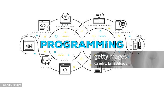 Flat Line Illustration Concept Of Programming High-Res Vector Graphic ...