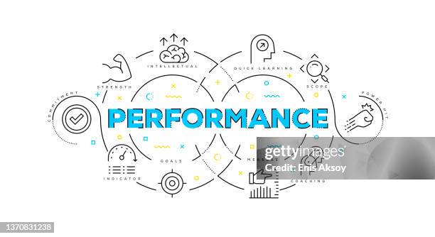 flat line illustration concept of performance - performance coaching stock illustrations